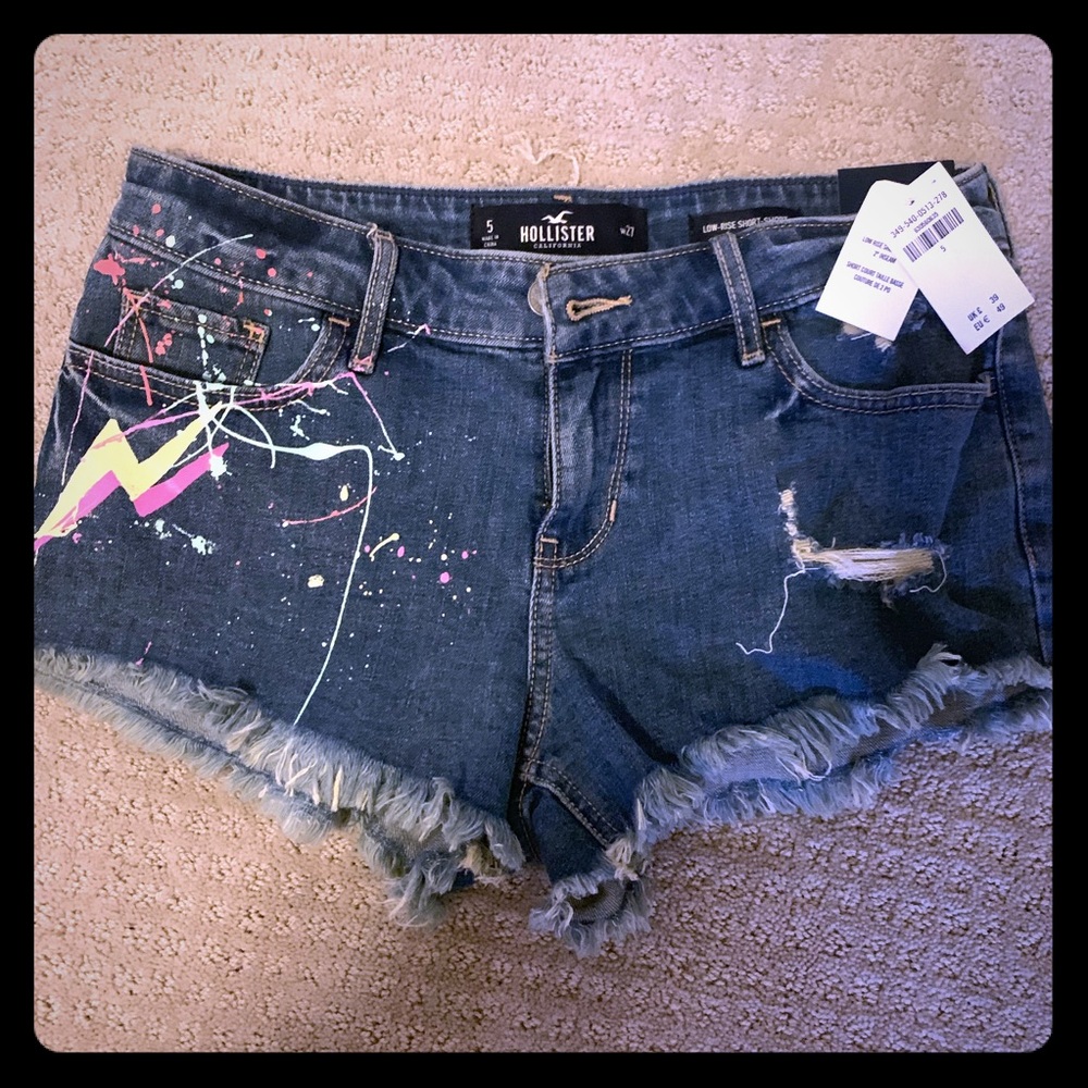 Size 5 Hollister shorts with neon paint